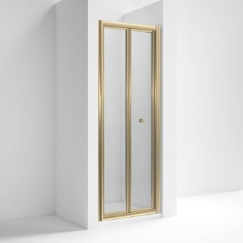 Rene Brushed Brass Bi-Fold Shower Door - 4mm Glass