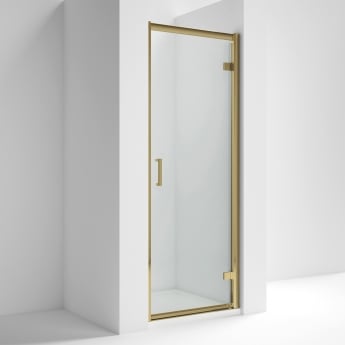 Rene Brushed Brass Hinged Shower Door - 6mm Glass