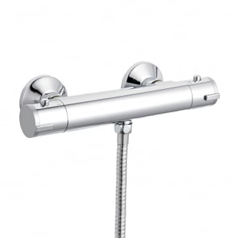 Nuie Round Thermostatic Bar Shower Valve Bottom Outlet - Chrome