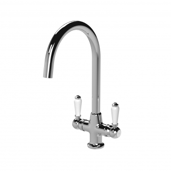 Nuie Cruciform Traditional Mono Kitchen Sink Mixer Tap Dual Handle - Chrome