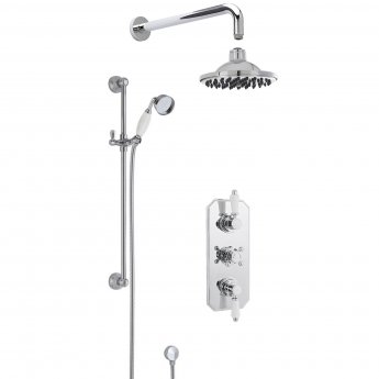 Nuie Victorian Curved Triple Thermostatic Concealed Complete Mixer Shower - Chrome