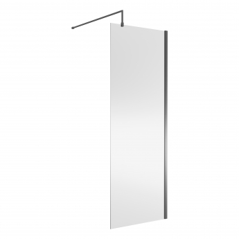 Nuie Minimal Brushed Pewter Wet Room Glass Shower Screen