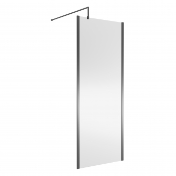 Nuie Outer Frame Brushed Pewter Wet Room Glass Shower Screen