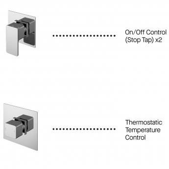 Nuie Windon Thermostatic Concealed Mixer Shower with Shower Handset + Fixed Head and Stop Taps