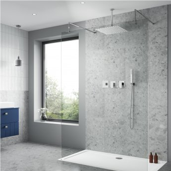 Nuie Windon Thermostatic Concealed Mixer Shower with Shower Handset + Fixed Head and Stop Taps