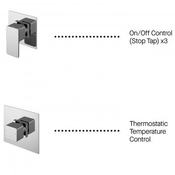 Nuie Windon Thermostatic Concealed Mixer Shower with Shower Kit + Fixed Head Stop Tap and Body Jet