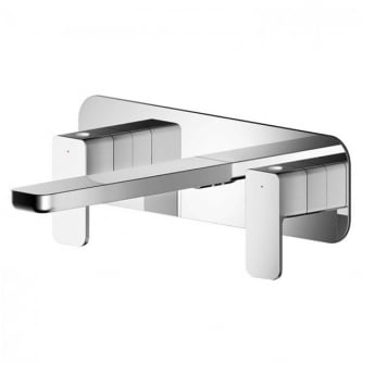 Nuie Windon 3-Hole Wall Mounted Basin Mixer Tap with Plate - Chrome