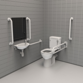 Nymas NymaCARE Rimless Close Coupled Doc M Toilet Pack with Stainless Steel Grab Rails - Grey