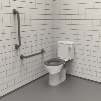 Nymas NymaPRO Rimless Close Coupled Toilet Doc M Pack White - Gray Grab Rails