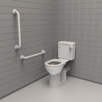 Nymas NymaPRO Rimless Close Coupled Toilet Doc M Pack White - White Grab Rails