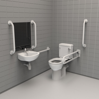 Nymas NymaPRO Rimless Close Coupled Accessible Doc M Toilet Pack with Exposed Fixings - White Grab Rails