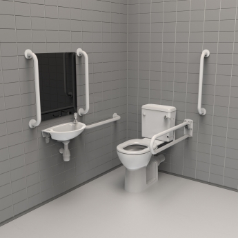 Nymas NymaPRO Rimless Close Coupled Doc M Toilet Pack with Steel Grab Rails - White