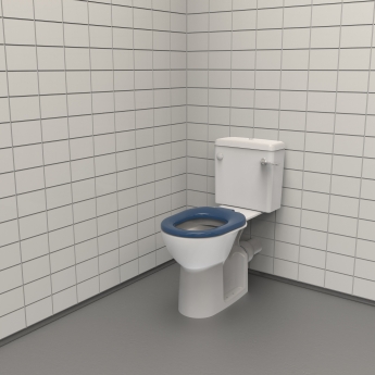 Nymas NymaPRO Rimless Doc M Ware Set Close Coupled Toilet with Lockable Cistern Assembly - Dark Blue Ring Seat