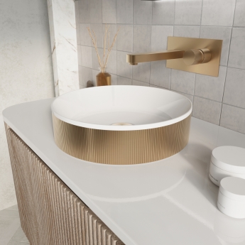 Orbit Koko Round Countertop Basin 360mm Wide 0 Tap Hole - Brushed Brass