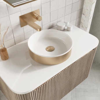 Orbit Koko Round Countertop Basin 360mm Wide 0 Tap Hole - Brushed Brass