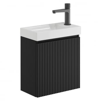 Orbit Linea Cloakroom 1-Drawer Wall Hung Vanity Unit with Basin 400mm Wide - Matte Black