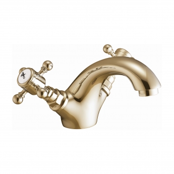 Orbit Harrogate Mono Basin Mixer Tap Dual Handle with Push Waste - Aged Brass