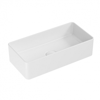 Orbit Riviera Rectangular Sit-On Countertop Basin 465mm Wide 0 Tap Hole - Gloss White