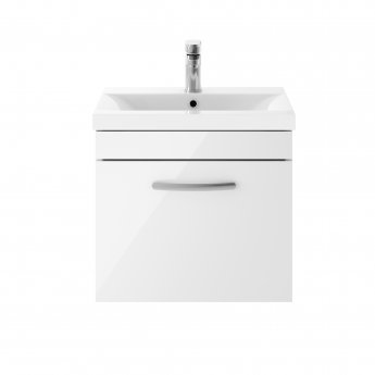 Nuie Athena Wall Hung 1-Drawer Vanity Unit with Basin-3 500mm Wide - Gloss White