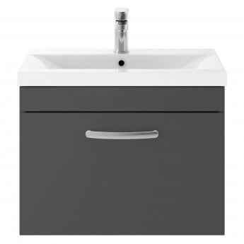 Nuie Athena Wall Hung 1-Drawer Vanity Unit with Basin-1 600mm Wide - Gloss Grey