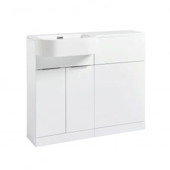 Prestige Fusion Left Handed 2 Door Combination Unit with P Shape Basin 1010mm Wide - White