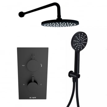 Prestige Nero Round Option 5 Thermostatic Concealed Shower Valve with Handshower and Fixed Head - Matt Black