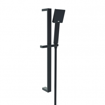 Prestige Nero Sqaure Option 3 Thermostatic Concealed Shower Valve with Adjustable Slide Rail Kit - Matt Black