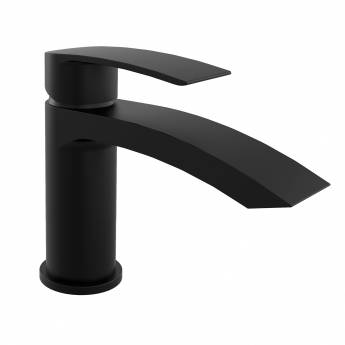 Prestige Nero Curve Mini Mono Basin Mixer Tap with Clicker Waste - Matt Black