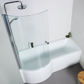 Prestige Oblique 1700mm P-Shaped Shower Bath with Front Panel and Screen