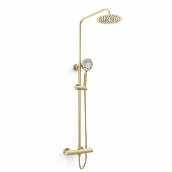 Prestige Ottone Thermostatic Bar Shower with Overhead Drencher and Sliding Handset - Brushed Brass