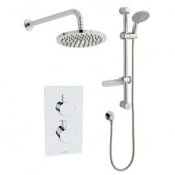 Prestige Plan Option 3 Thermostatic Concealed Shower Valve with Adjustable Slide Rail Kit and Fixed Head - Chrome