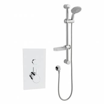 Prestige Plan Thermostatic Single Round Push Button Concealed Mixer Shower with Shower Kit