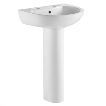 Prestige Proton Basin with Full Pedestal 540mm Wide - 2 Tap Hole