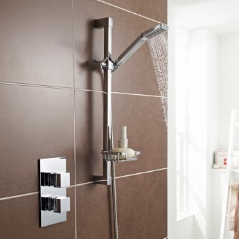 Prestige Pure Option 3 Thermostatic Concealed Shower Valve with Adjustable Slide Rail Kit and Fixed Head - Chrome