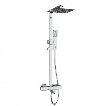 Prestige Pure Thermostatic Bar Shower Mixer with Rigid Riser Kit and Bath Filler Spout - Chrome