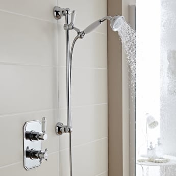 Prestige Viktory Thermostatic Dual Concealed Mixer Shower Adjustable Slide Rail Kit + Fixed Head