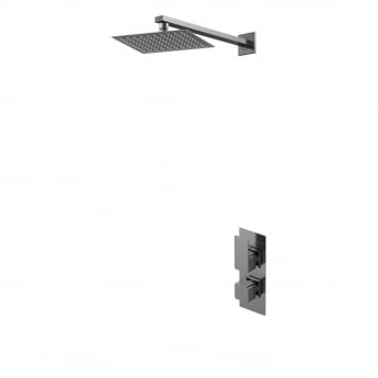 Purity Edge Brushed Pewter Dual Concealed Shower Set with Fixed Head