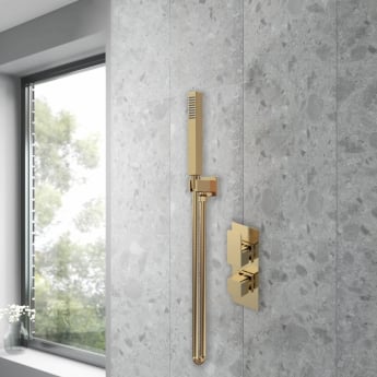 Purity Edge Brushed Brass Dual Concealed Shower Set with Handset and Bracket