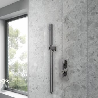 Purity Edge Brushed Pewter Dual Concealed Shower Set with Handset and Bracket