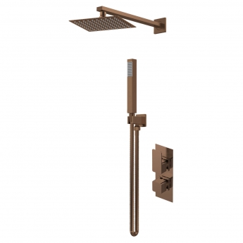 Purity Edge Brushed Bronze Dual Concealed Shower Set with Fixed Head and Handset