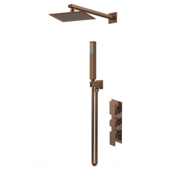 Purity Edge Brushed Bronze Triple Concealed Shower Set with Fixed Head and Handset