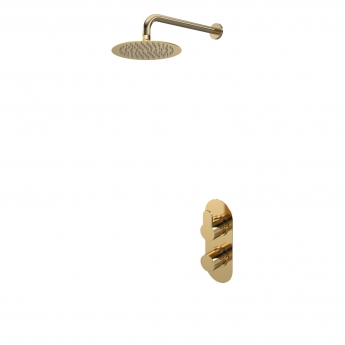 Purity Loop Brushed Brass Dual Concealed Shower Set with Fixed Head