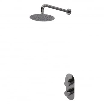 Purity Loop Brushed Pewter Dual Concealed Shower Set with Fixed Head