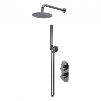 Purity Loop Brushed Pewter Dual Concealed Shower Set with Fixed Head and Handset