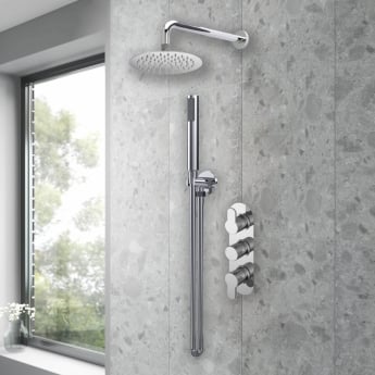 Purity Loop Chrome Triple Concealed Shower Set with Fixed Head and Handset