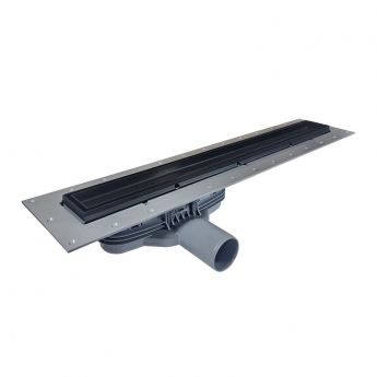 Purus Living Linear Low Wet Floor Drain 600mm Wide Black Tile Grate