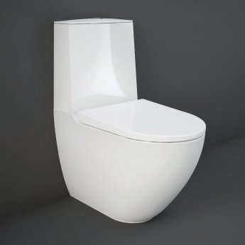 RAK Des Rimless Back to Wall Close Coupled Toilet with Touchless Flush Cistern - Urea Soft Close Seat