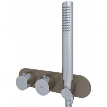 RAK Feeling Thermostatic Round Dual Outlet Concealed Shower Valve with Handset - Cappuccino