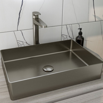 RAK Ingot Rectangular Countertop Wash Basin 500mm Wide - Brushed Nickel