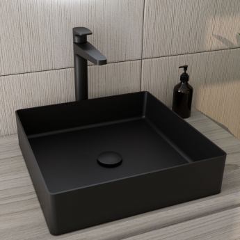 RAK Ingot Square Countertop Wash Basin 400mm Wide - Black